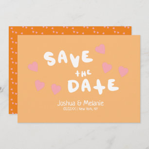 Groovy Bubbles Handdrawn Hearts Save the Dates 