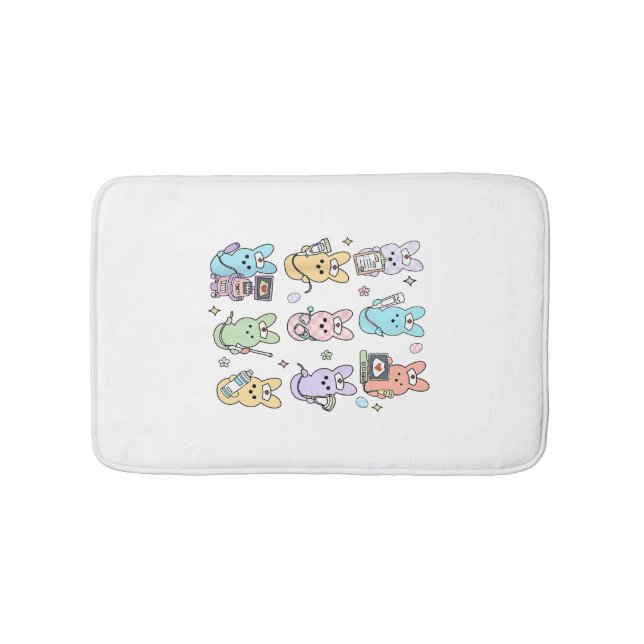 Groovy Bunnies Candy Ultrasound Tech Easter Sonogr Bath Mat (Front)