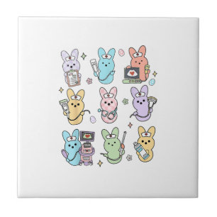 Groovy Bunnies Candy Ultrasound Tech Easter Sonogr Ceramic Tile