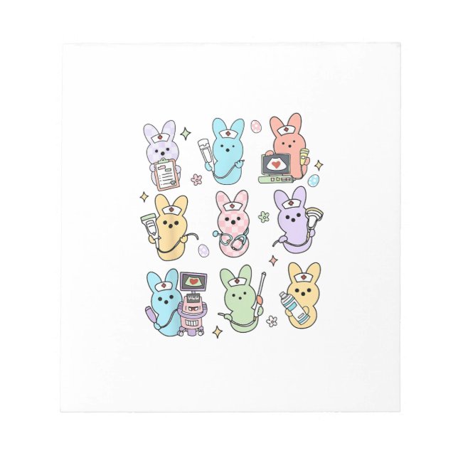 Groovy Bunnies Candy Ultrasound Tech Easter Sonogr Notepad (Front)