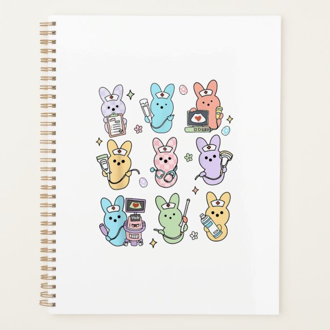 Groovy Bunnies Candy Ultrasound Tech Easter Sonogr Planner (Front)