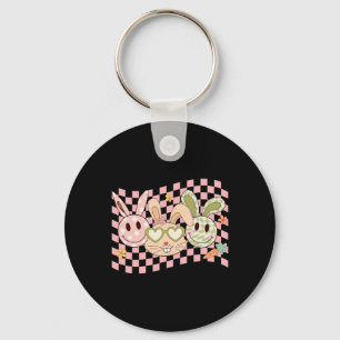 Groovy Bunny Smile Face Happy Easter Day Rabbit Hi Key Ring