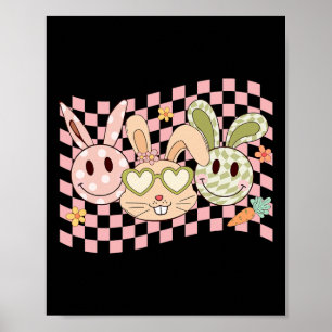Groovy Bunny Smile Face Happy Easter Day Rabbit Hi Poster