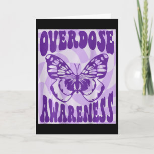 Groovy Butterfly Overdose Awareness Purple Ribbon  Card