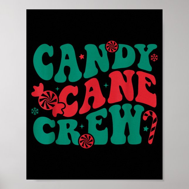 Groovy Candy Cane Crew Matching Family Group Squad Poster (Front)