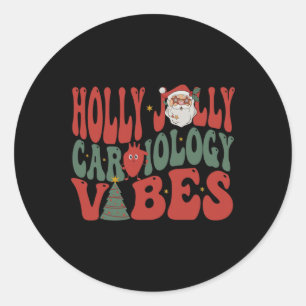 Groovy Cardiology Nurse Christmas Cardiac Squad Ho Classic Round Sticker