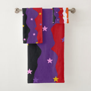 Groovy Celestial Stripe Bold Colourful Abstract  Bath Towel Set