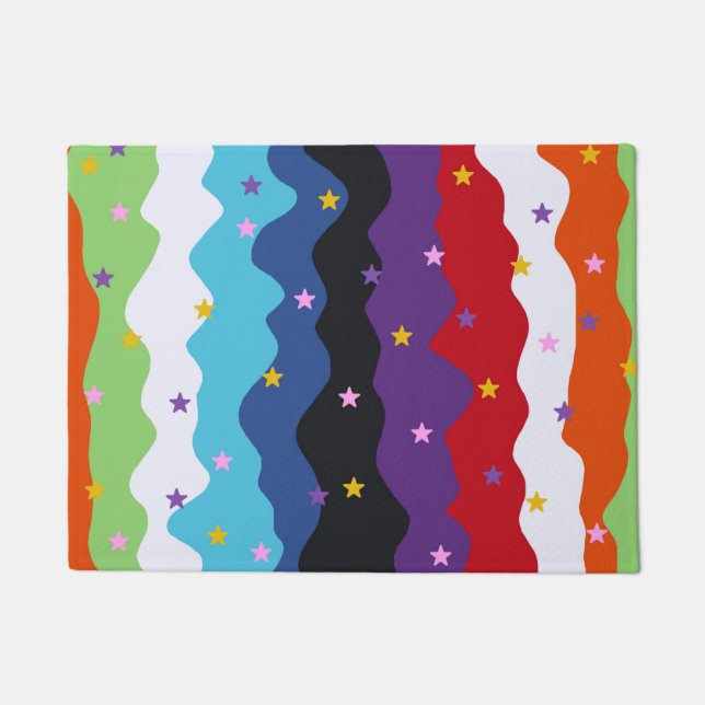 Groovy Celestial Stripe Bold Colourful Abstract  Doormat (Front)