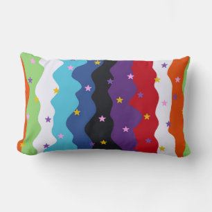 Groovy Celestial Stripe Bold Colourful Abstract Lumbar Cushion