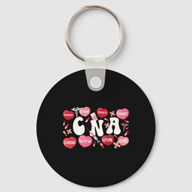 Groovy Certified Nurse Istant Valentines Day Black Key Ring (Front)