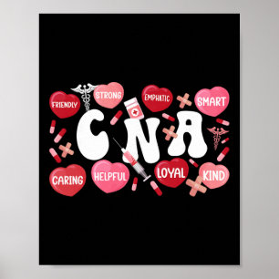 Groovy Certified Nurse Istant Valentines Day Black Poster