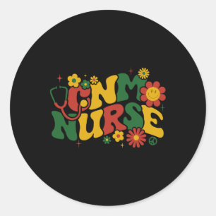 Groovy Certified Nurse Midwife Cnm Nurse Women Bla Classic Round Sticker