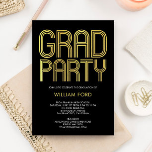 Groovy Charm EDITABLE COLOR Graduation Invitation