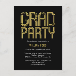 Groovy Charm Graduation Party Invitation Postcard