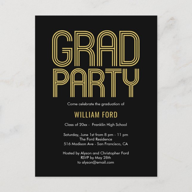 Groovy Charm Graduation Party Invitation Postcard (Front)