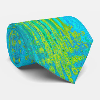 Groovy Chartreuse and Aquamarine Atomic Waves Tie