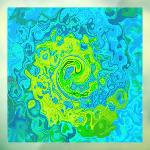Groovy Chartreuse and Aquamarine Liquid Swirl