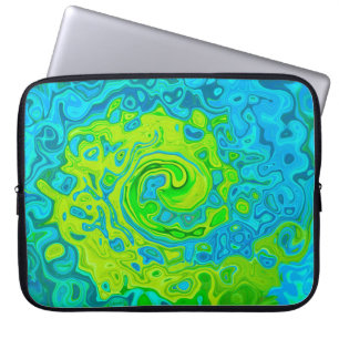 Groovy Chartreuse and Aquamarine Liquid Swirl Laptop Sleeve