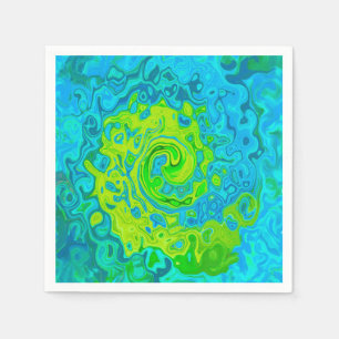 Groovy Chartreuse and Aquamarine Liquid Swirl Napkin