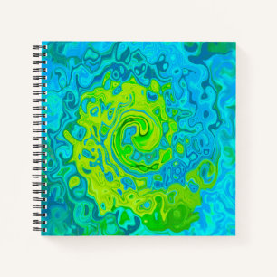 Groovy Chartreuse and Aquamarine Liquid Swirl Notebook