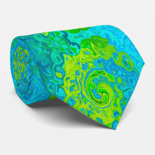Groovy Chartreuse and Aquamarine Liquid Swirl Tie