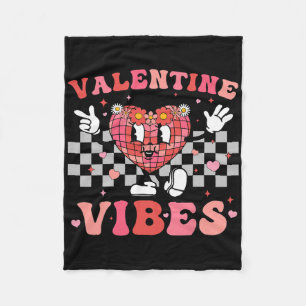 Groovy Checkered Valentine Vibes Valentines Day Gi Fleece Blanket