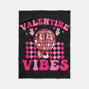 Groovy Checkered Valentine Vibes Valentines Day Gi Fleece Blanket