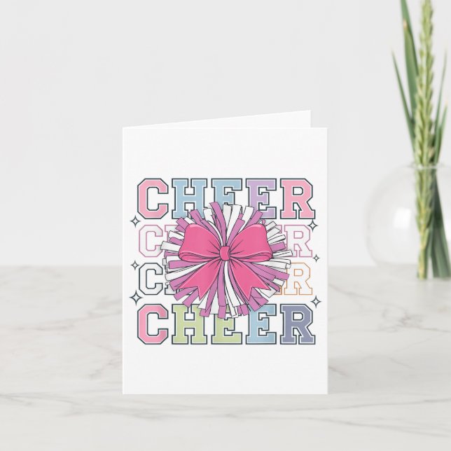 Groovy Cheer Coquette Bow Cheerleading Lover Cheer Card (Front)