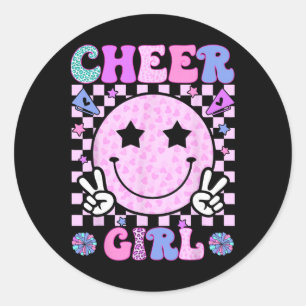 Groovy Cheer Girl Cheerleading Cheerleader Women G Classic Round Sticker
