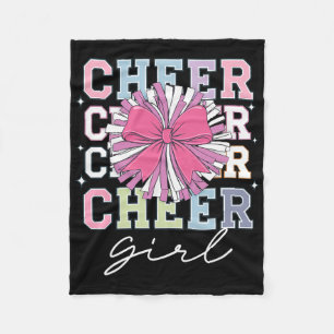 Groovy Cheer Girl Coquette Bow Girls Cheerleading  Fleece Blanket