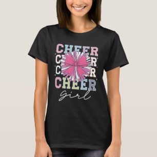 Groovy Cheer Girl Coquette Bow Girls Cheerleading T-Shirt