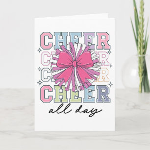 Groovy Cheer Girls Women Coquette Bow Cheerleading Card