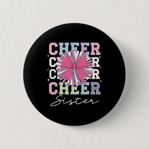 Groovy Cheer Sister Coquette Bow Cheerleading Chee 6 Cm Round Badge