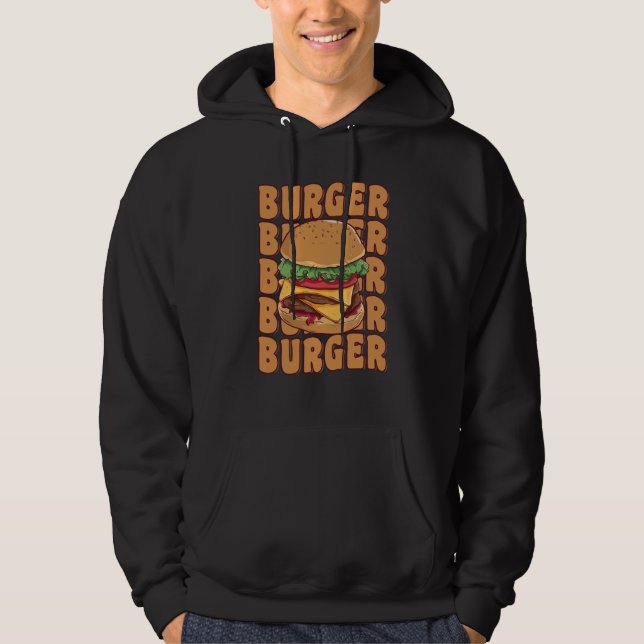 Groovy Cheeseburger Burger Cookout Foodie Meat Eat Hoodie (Front)