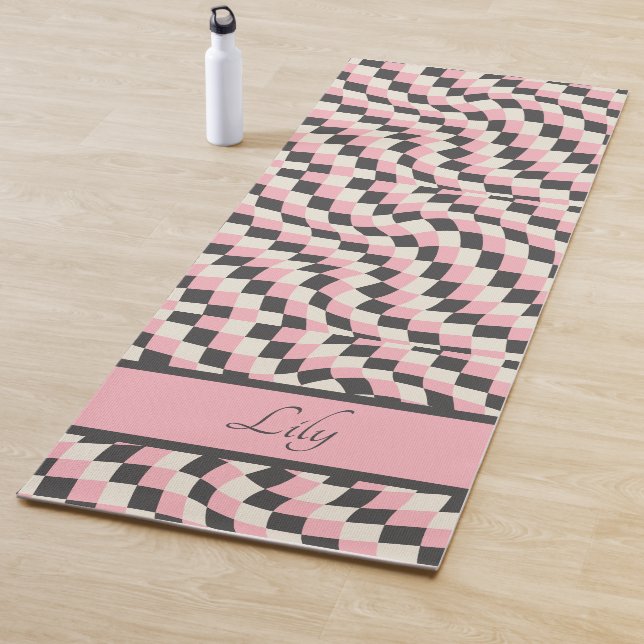 Groovy Chequerboard Pattern , Y2K 90s  Yoga Mat (In Situ)