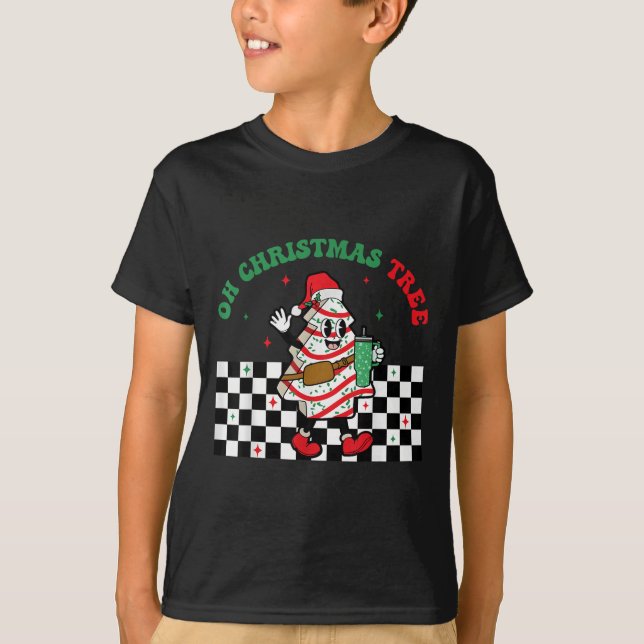 Groovy Chequered Oh Christmas Tree Cakes For Cake  T-Shirt (Front)