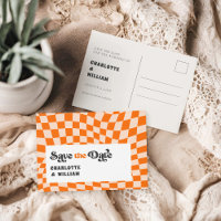 Groovy Chequered Retro Wedding Save the Date