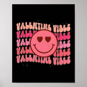 Groovy Chequered Valentine Vibes Valentines Day Gi Poster