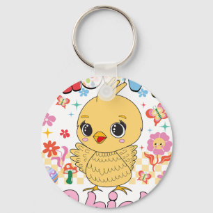 groovy chick, retro, vintage key ring