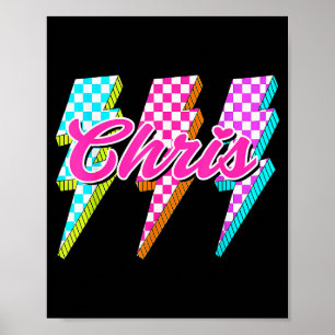 Groovy Chris Lightning Bolt Checkered I Love Meme Poster
