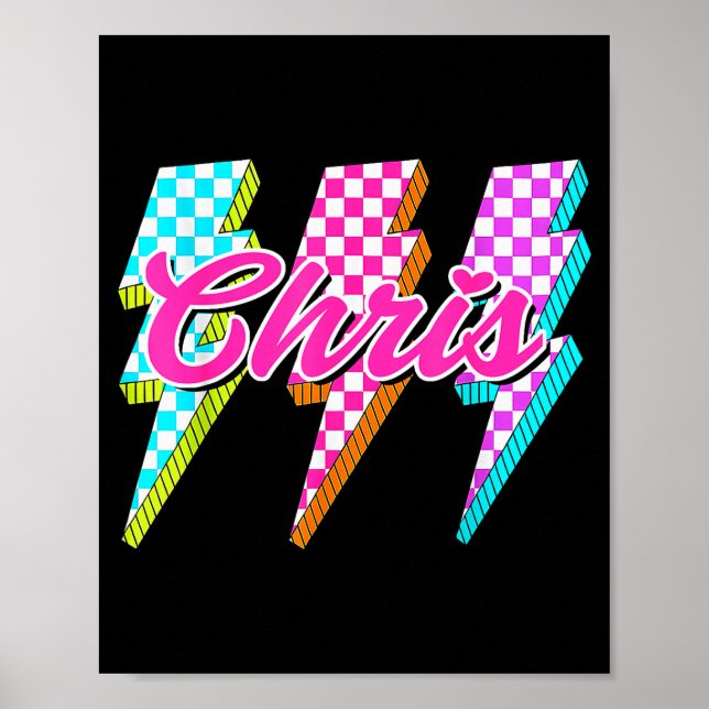 Groovy Chris Lightning Bolt Checkered I Love Meme  Poster (Front)