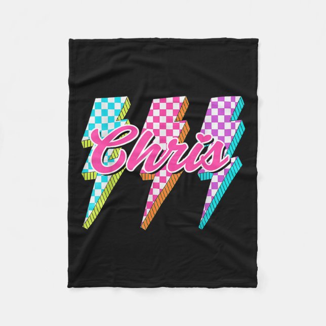 Groovy Chris Lightning Bolt Chequered I Love Meme  Fleece Blanket (Front)