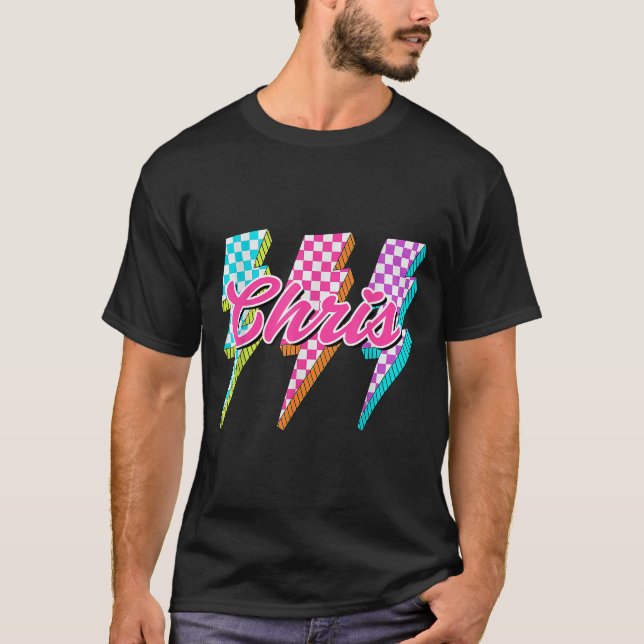 Groovy Chris Lightning Bolt Chequered I Love Meme  T-Shirt (Front)
