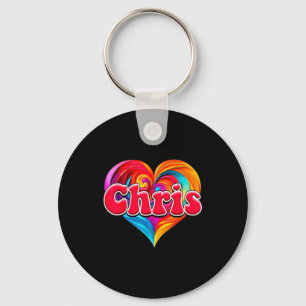 Groovy chris name i love chris 80's90's funny  key ring