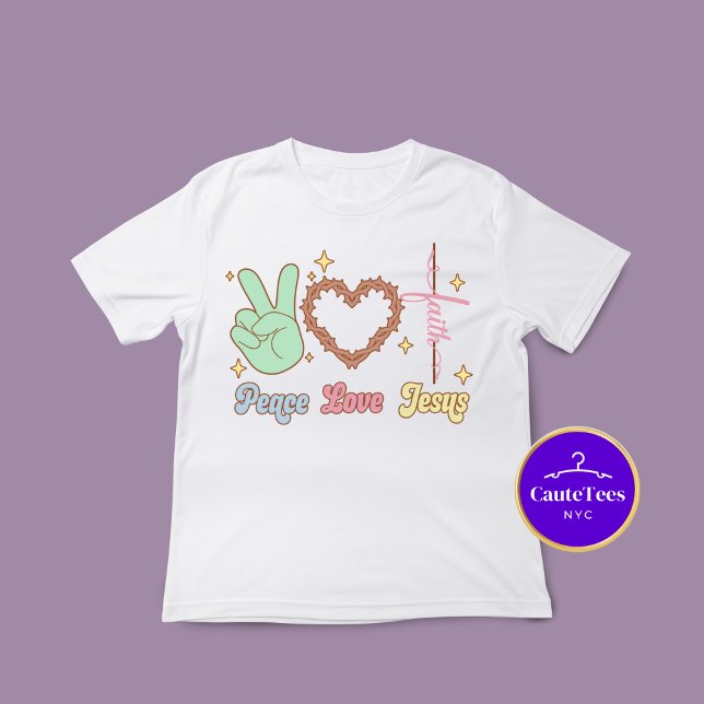 Groovy Christian Peace Love Jesus  T-Shirt (Creator Uploaded)