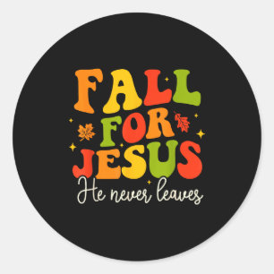 Groovy Christian Sayings Halloween Fall For Jesus  Classic Round Sticker