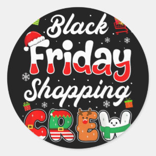 Groovy Christmas Black Shopping Funny Friday Shopp Classic Round Sticker