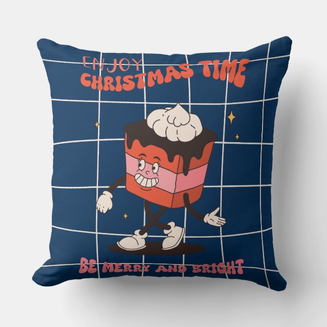 Groovy Christmas Day Throw Pillow (Front)