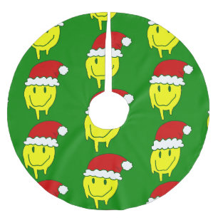 groovy christmas happy face santa dripping brushed polyester tree skirt