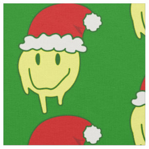 groovy christmas happy face santa dripping fabric